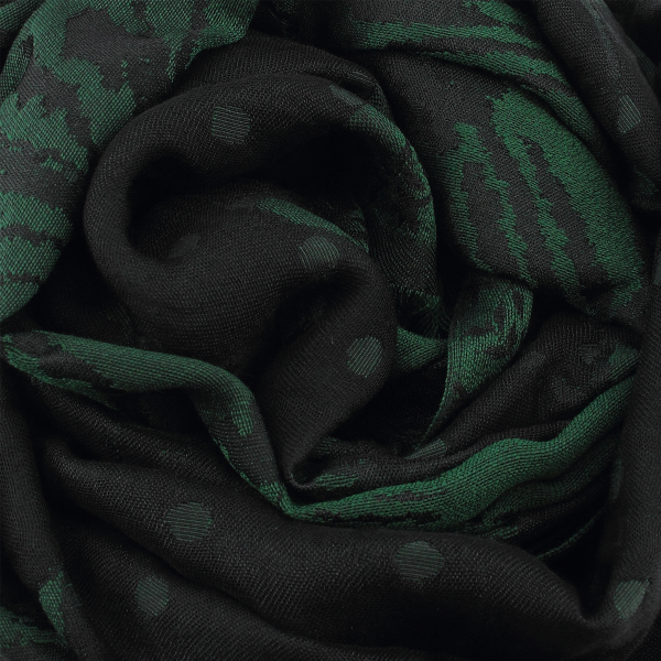 Green-black-cotton-silk-wool-women’s-stole-maxi-floral