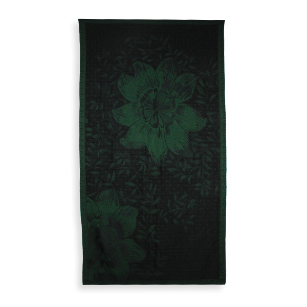 Green-black-cotton-silk-wool-women’s-stole-maxi-floral