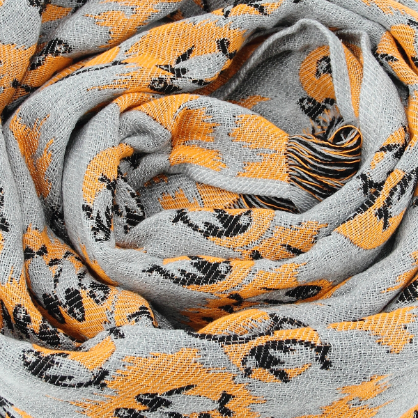 Penguin-grey-orange-wool-children’s-scarf