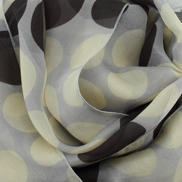 Polka dot-printed-grey-women's-silk-scarf