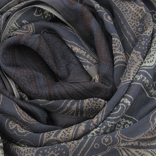 Anthracite grey-brown-wool-silk-women’s-scarf-Melodie