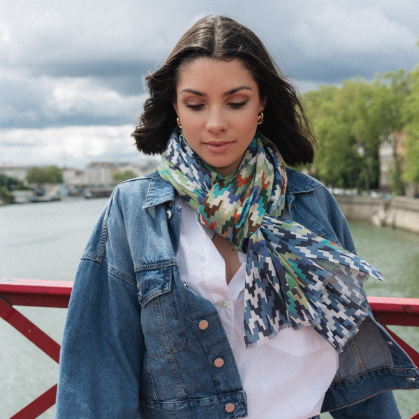 Herringbone-blue-cotton-women’s-stole