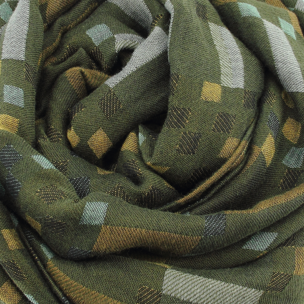 Green-khaki-rayon-cotton-men’s-scarf-Titane