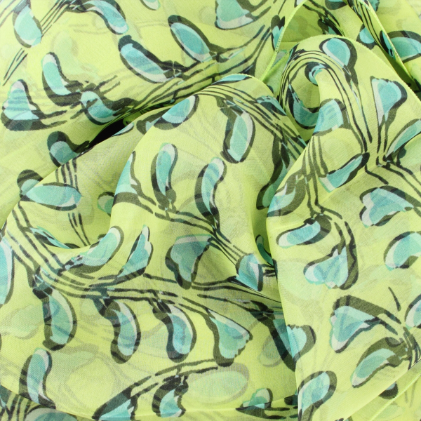 Printed-silk-green-lemon-women's-scarf-Cut