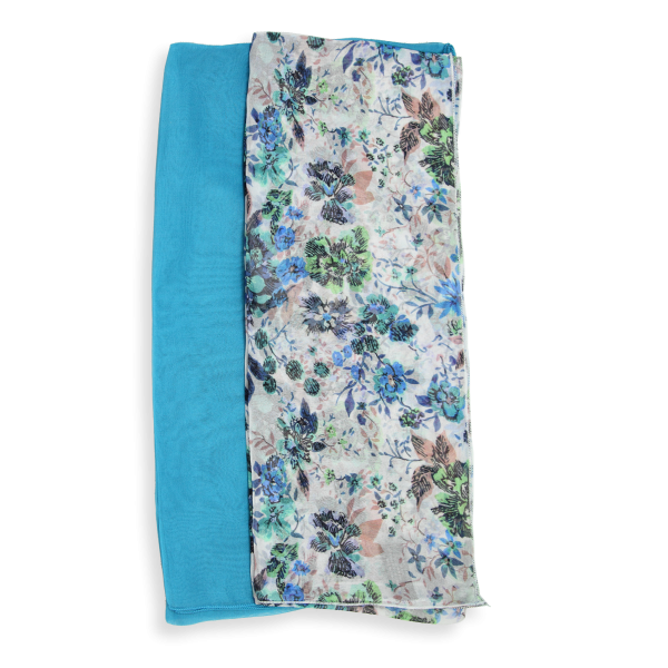 women's-matching-silk-scarf-printed-flowers-blue lagoon-monochrome