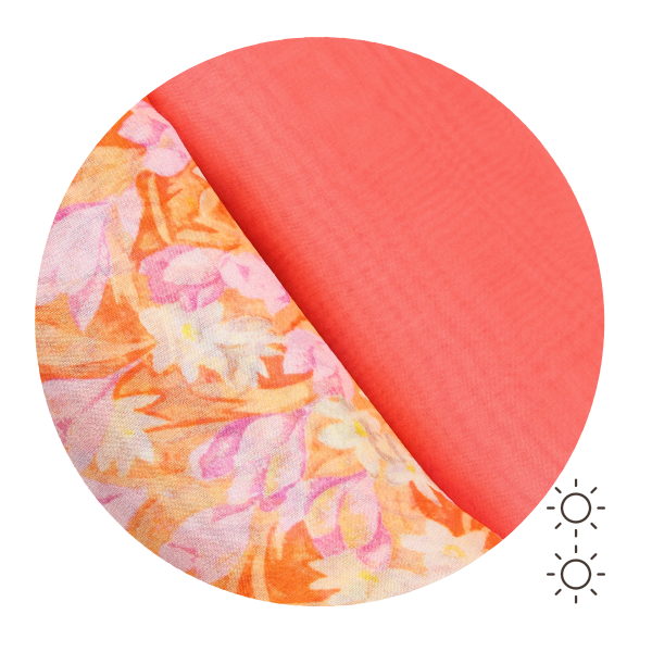 women's-matching-silk-airy scarf-printed-flowers-orange-scarf-monochrome-coral