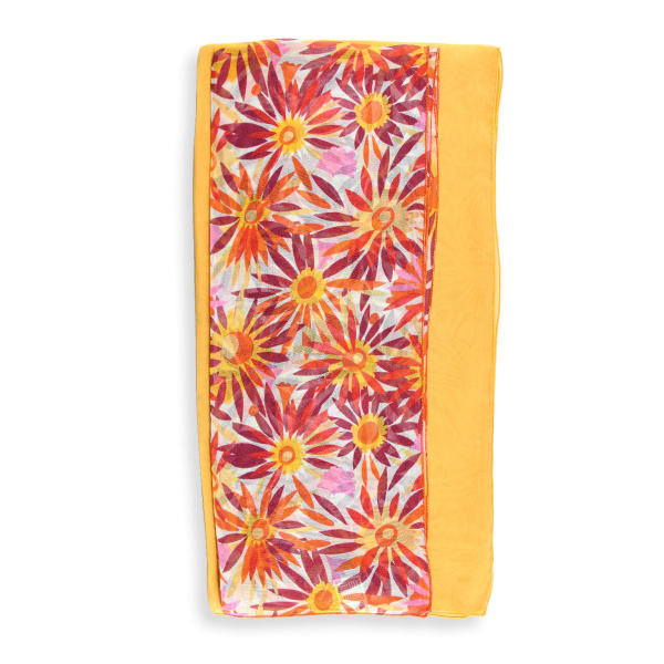 Yellow ochre-flower solaire-women's-silk-duo