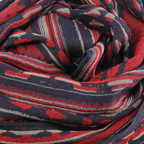 Navy-red-cotton-silk-wool-men’s-scarf-Sauvage