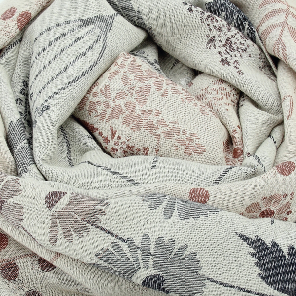 Women's-organic cotton-navy-brown-stole-Jardin