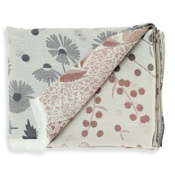 Women's-organic cotton-navy-brown-stole-Jardin