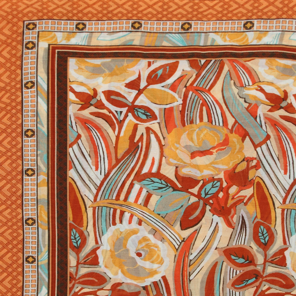 Women's-cotton-silk-stole-orange-printed-Belle de nuit