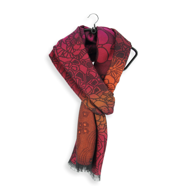 Pink-orange-rayon-Merino wool-women’s-scarf-Style