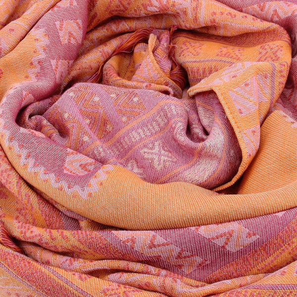 Women's-large stole-wool-orange-Sherazade