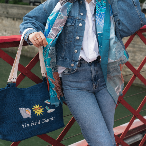 embroidered personnalizable totebag - sun