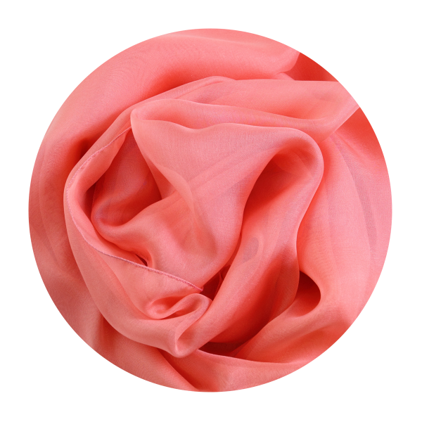 Silk chiffon stole made in France pink coral