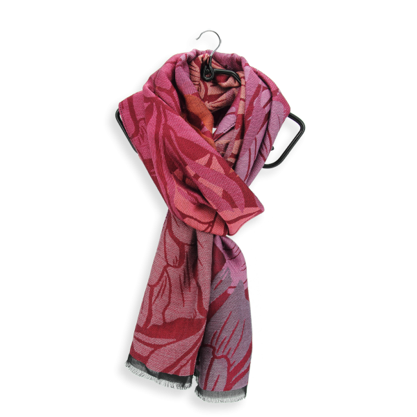 Made-in-France-Ami-pink-red-rayon-cotton-Merino-wool-scarf