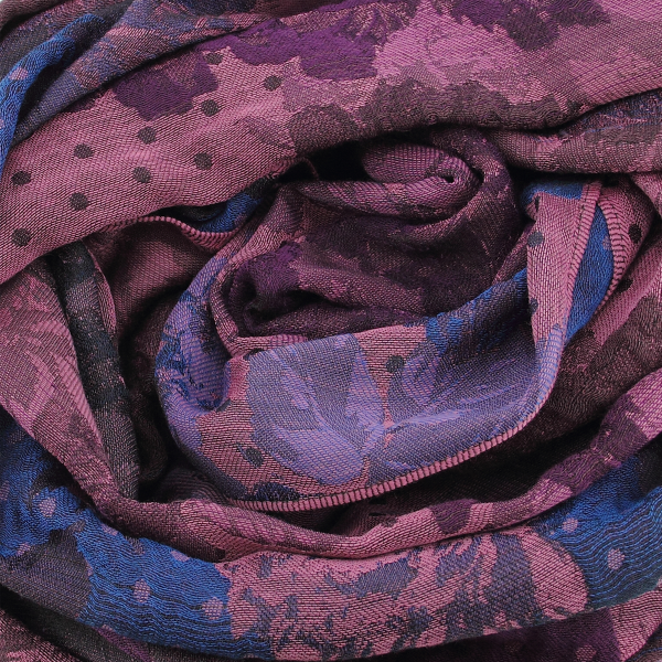 Pink-silk-wool-cotton-women’s-stole-flower-power