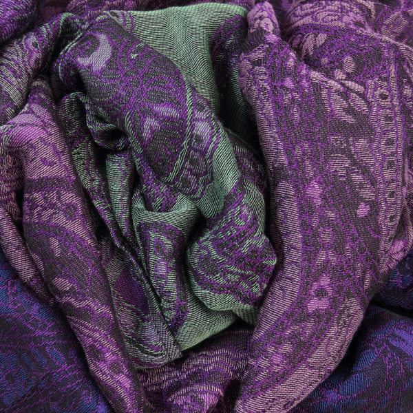 Purple-green-cotton-silk-wool-women’s-stole-Paisley
