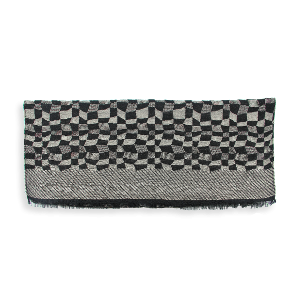 Racing-beige-black-Merino wool-rayon-men’s-scarf