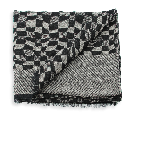 Racing-beige-black-Merino wool-rayon-men’s-scarf