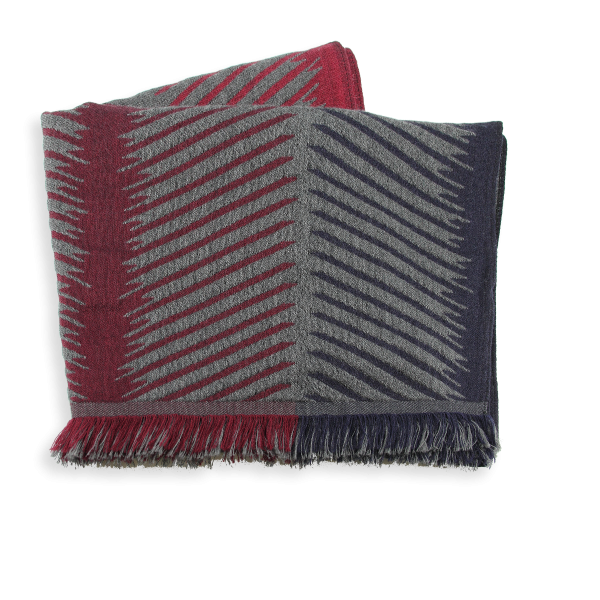 Red-gray-silk-Merino wool-cashmere-men’s-scarf-Classique