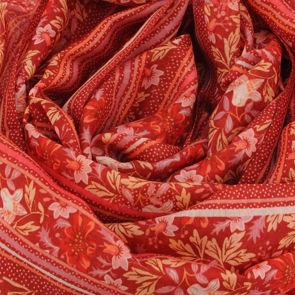 Women's-red-cotton-silk-printed-scarf-Jardin