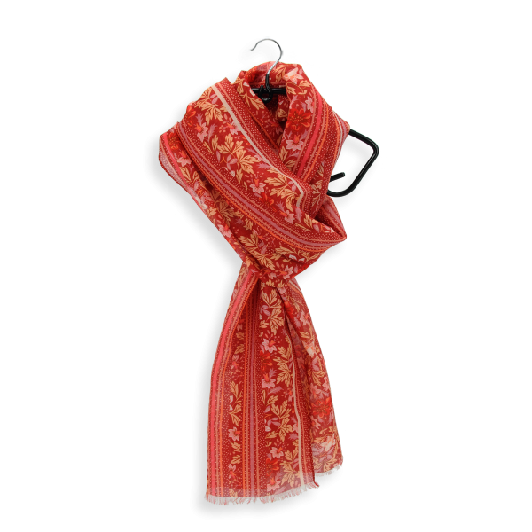 Women's-red-cotton-silk-printed-scarf-Jardin