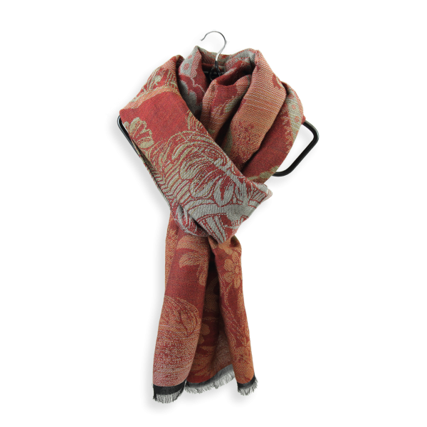 Rust red-rayon-cotton-wool-silk-women’s-scarf-Renaissance