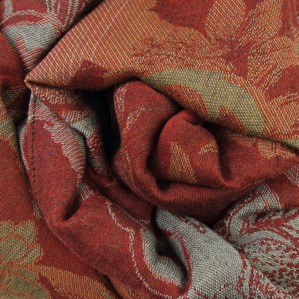 Rust red-rayon-cotton-wool-silk-women’s-scarf-Renaissance