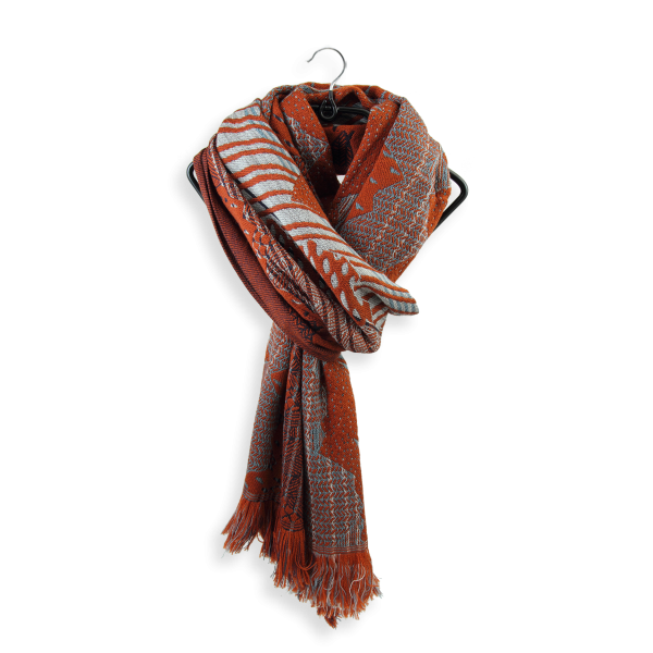 Rusty-gray-rayon-merino wool-women’s-men’s-scarf-Nebuleuse
