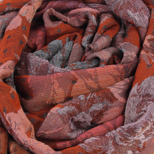 Red-brick-silk-wool-women’s-stole-flower-power