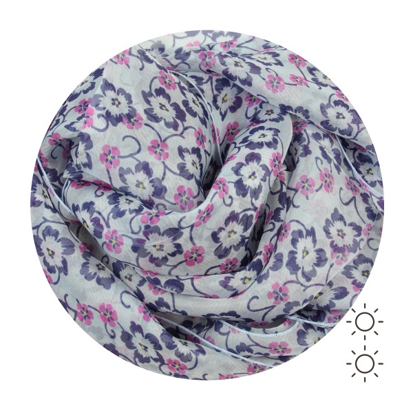 Woman-scarf-silk-blue-sky-printed-flower-made-in-France