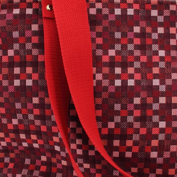 Red Vichy tote bag cotton and linen 