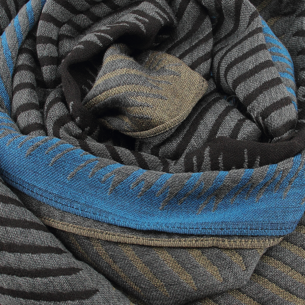 Turquoise-gray-silk-Merino wool-cashmere-men’s-scarf-Classique