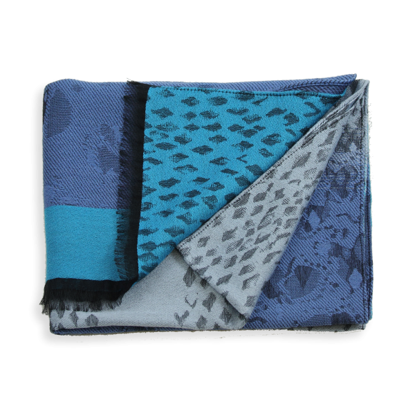 Turquoise-blue-wool-rayon-women's-stole-Delice