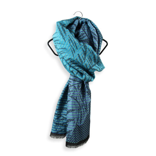 Blue-turquoise-cotton-silk-wool-women’s-oversize-stole-Valparaiso
