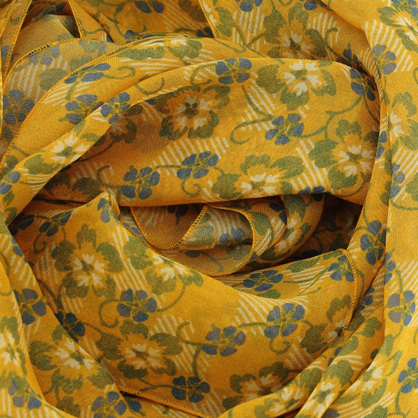 Yellow-flowers-printed-silk-muslin-women's-airy scarf