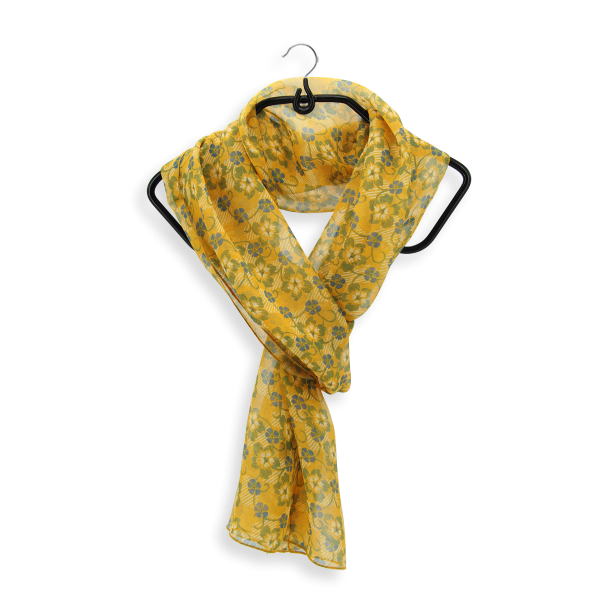 Yellow-flowers-printed-silk-muslin-women's-airy scarf