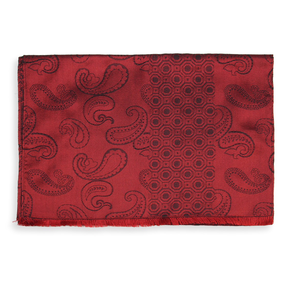 Terracotta Red Mens Silk Scarf in Dot Design 