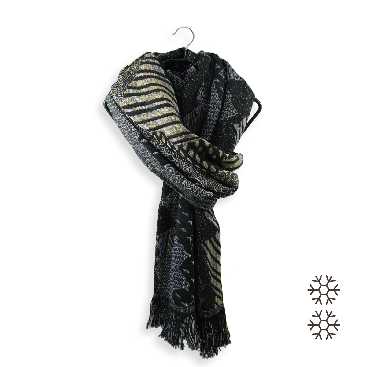 Men's and women's black stole in very warm wool | ideal for winter sports