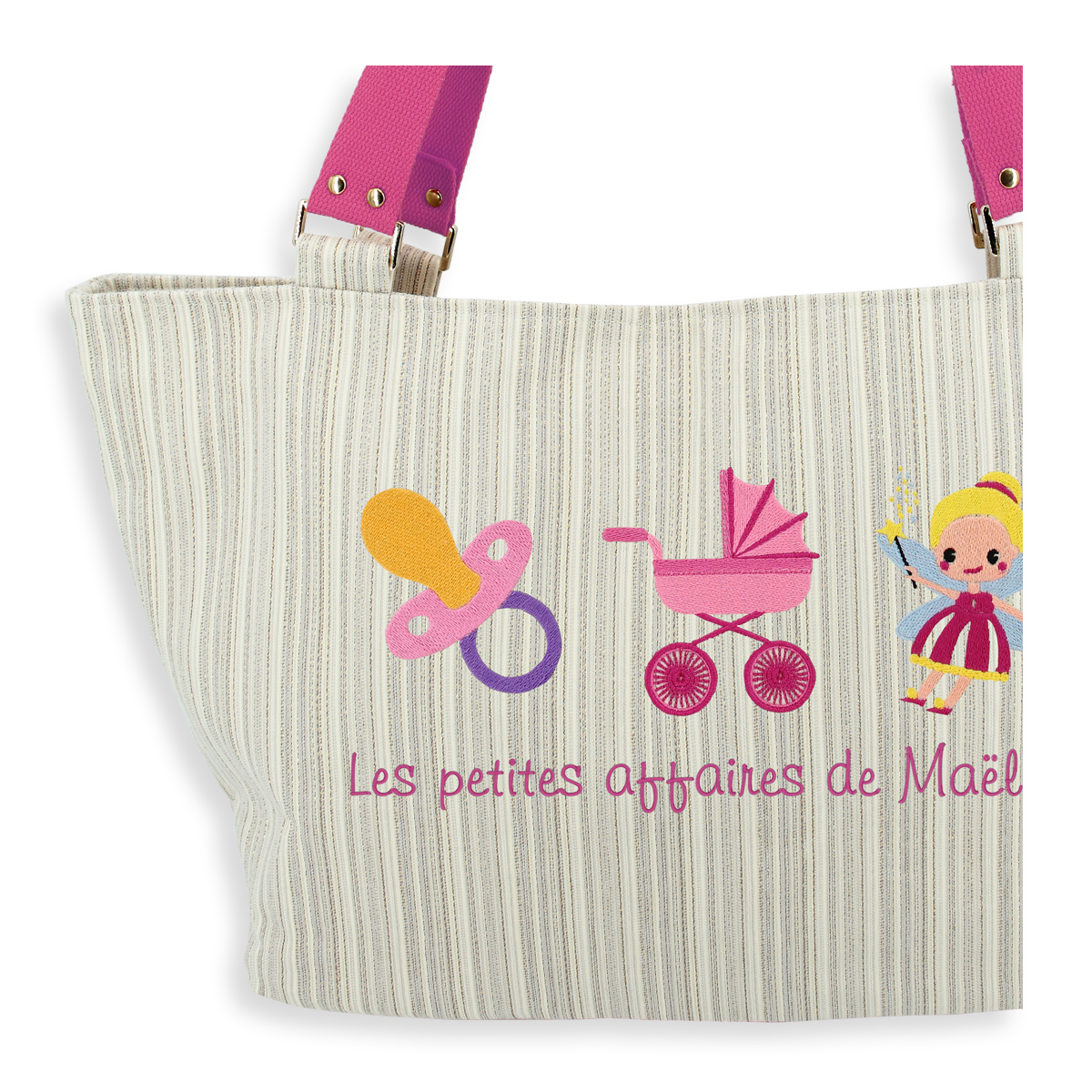 Customizable embroidered diaper bag, made in our