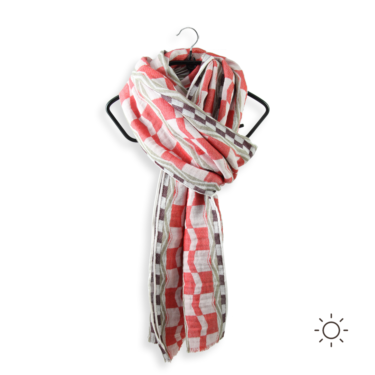 Men's red cotton scarf, modern and soft French elegance.